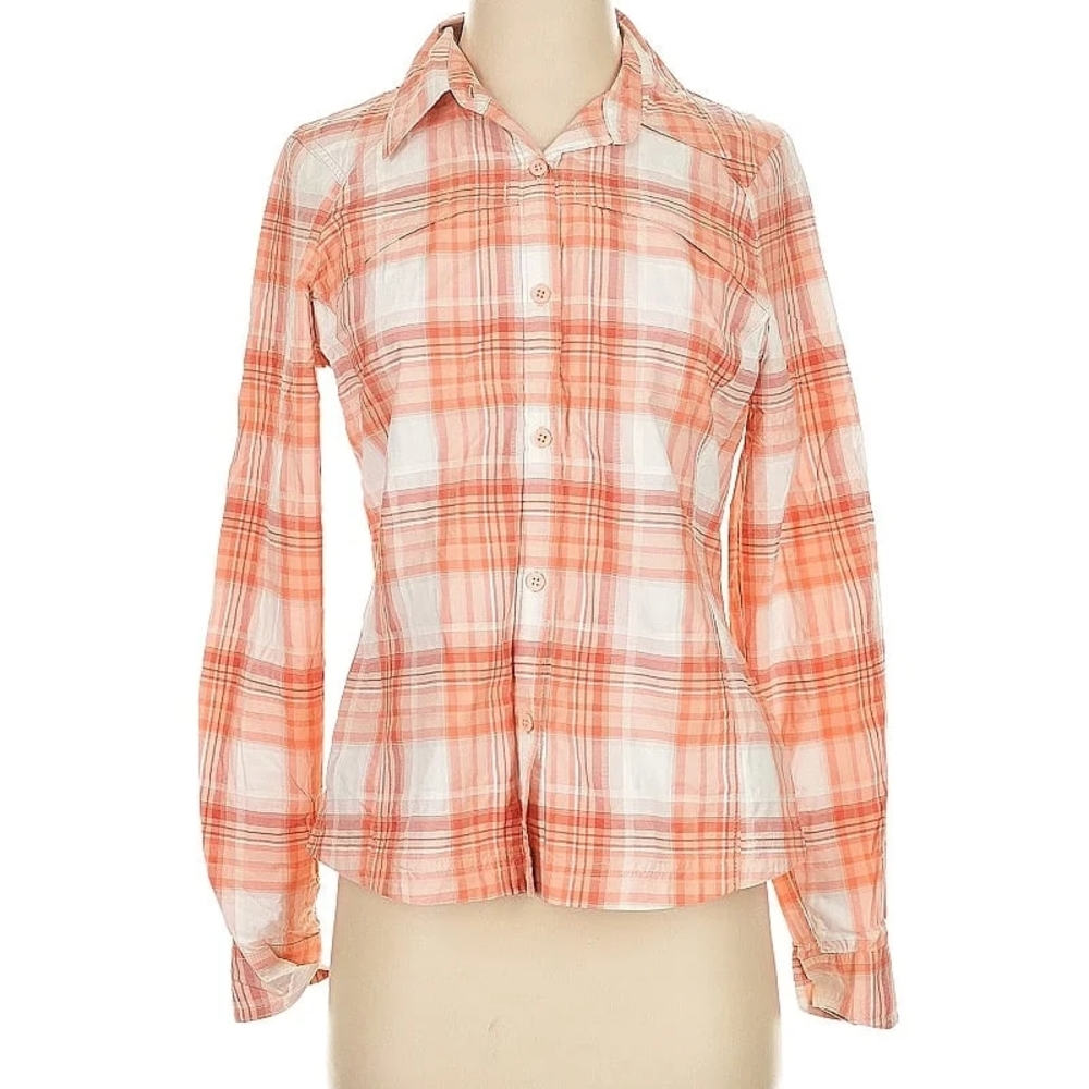 Columbia Orange and White Button Down Shirt